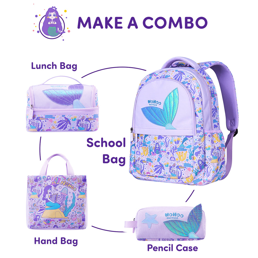 NOHOO Kids 16 Inch School Bag Mermaid - Purple