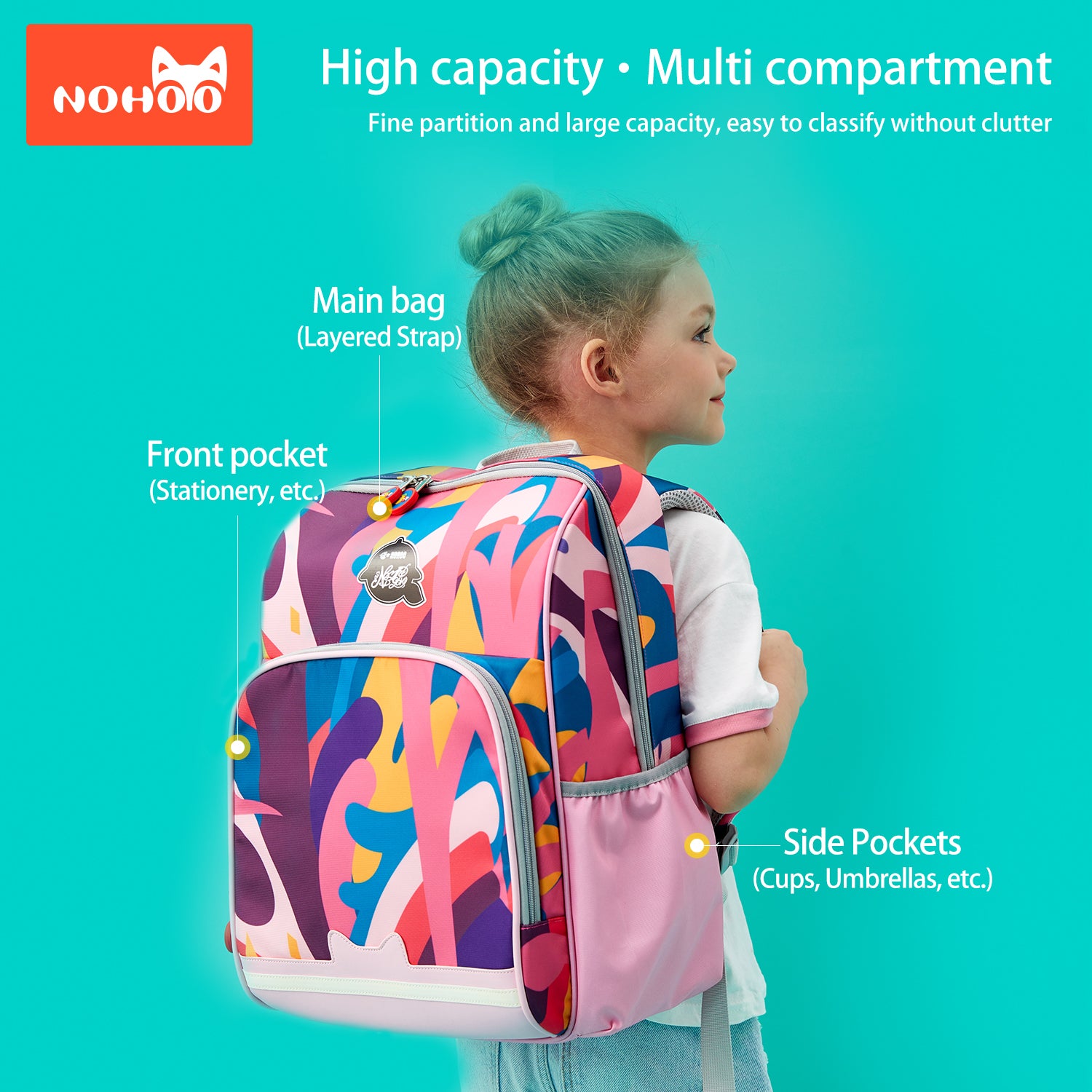 NOHOO School Bag - Symphony Pink