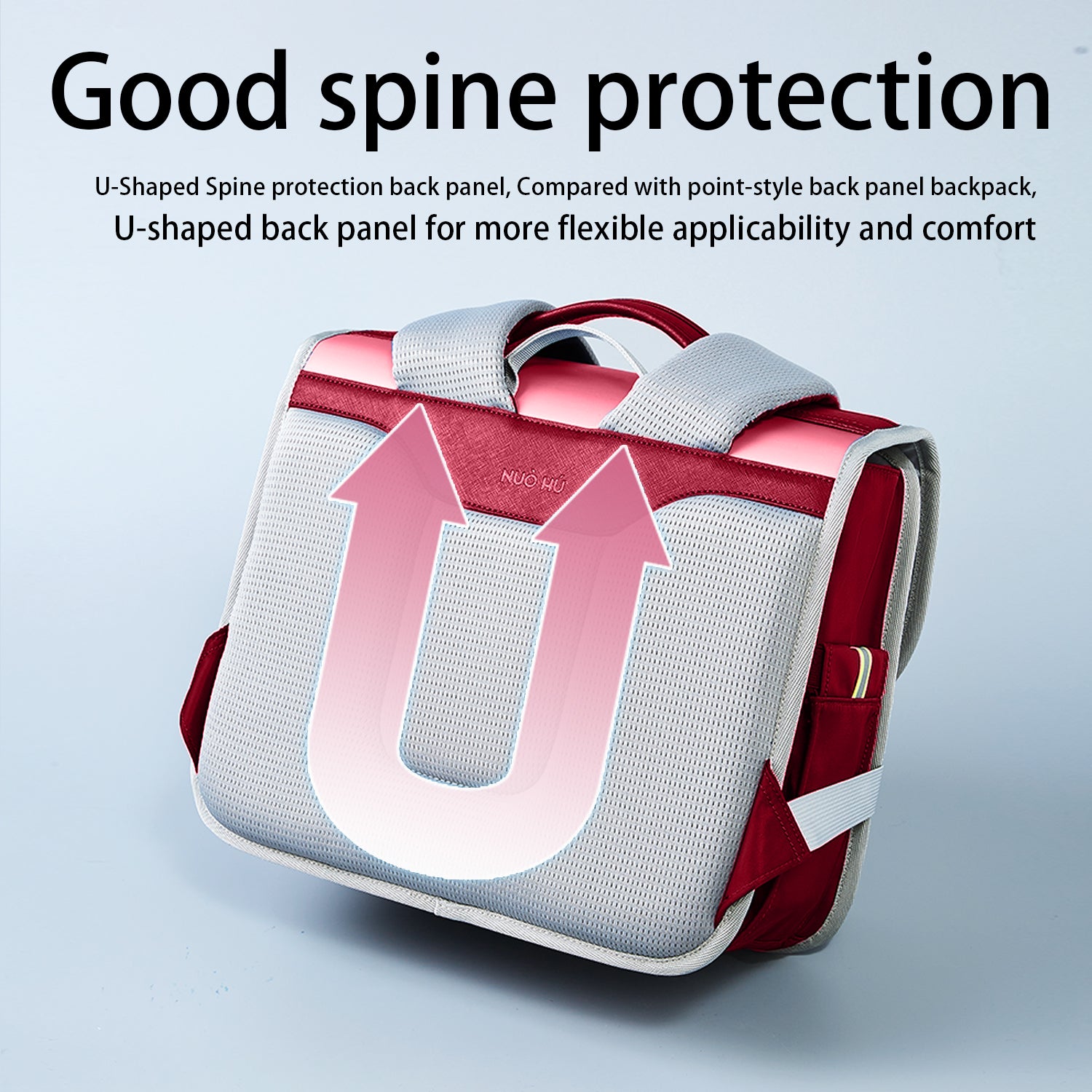 NOHOO Ergonomic Spine Protection Horizontal School Backpack for 0 - 5 Grade Primary Students - Baby Red
