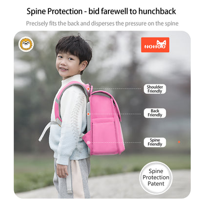 NOHOO Spine Protection Horizontal School Backpack for 0 - 5 Grade Primary Students - Rabbit Pink