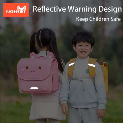 NOHOO Spine Protection Horizontal School Backpack for 0 - 5 Grade Primary Students - Rabbit Pink