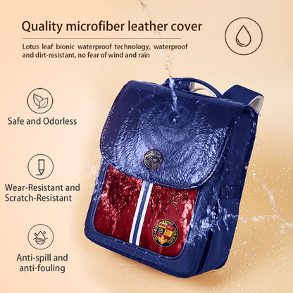 NOHOO Preppy Spine Protection Horizontal School Backpack for 0 - 5 Grade Primary Students - Blue