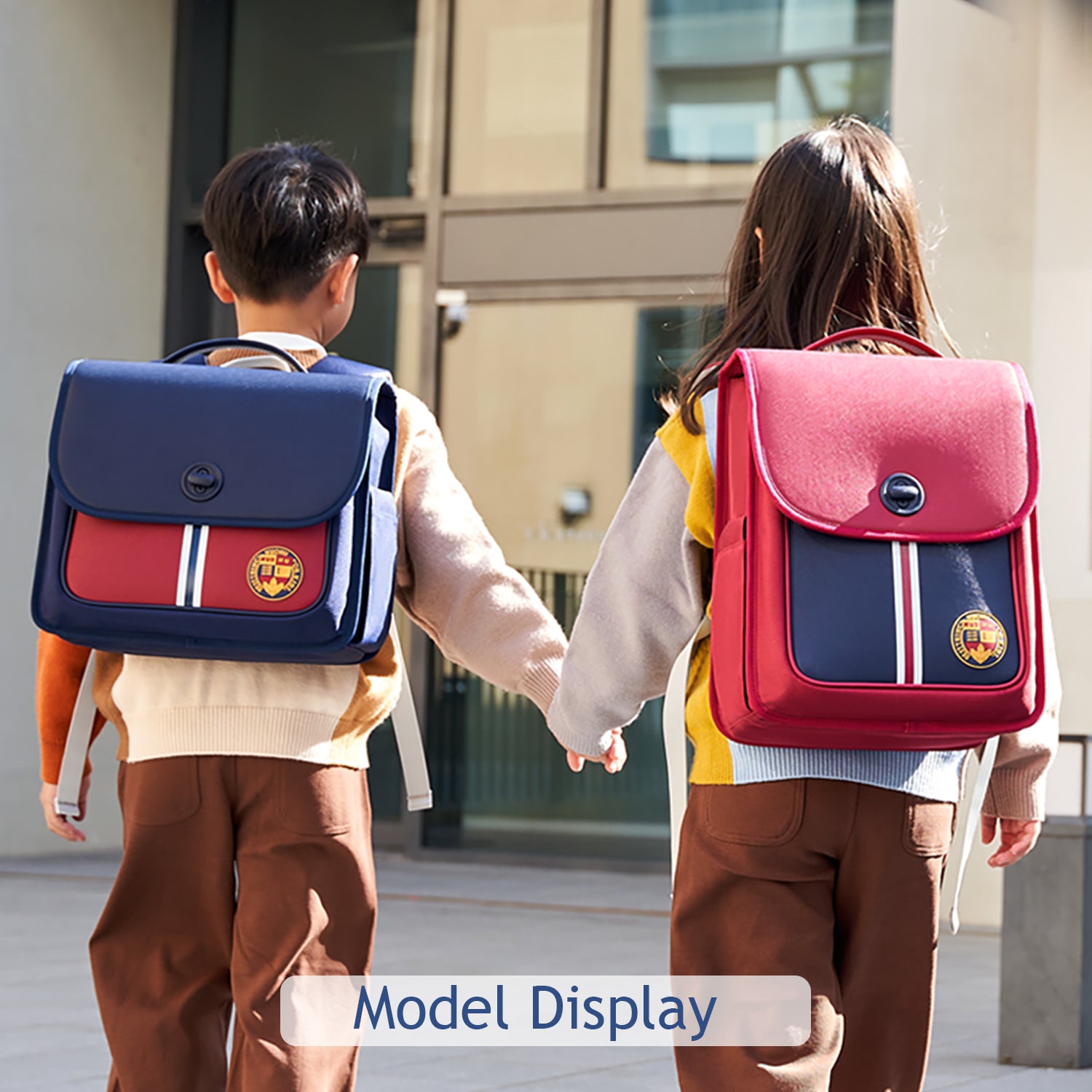 NOHOO Preppy Spine Protection School Backpack for 0 - 5 Grade Primary Students - Red
