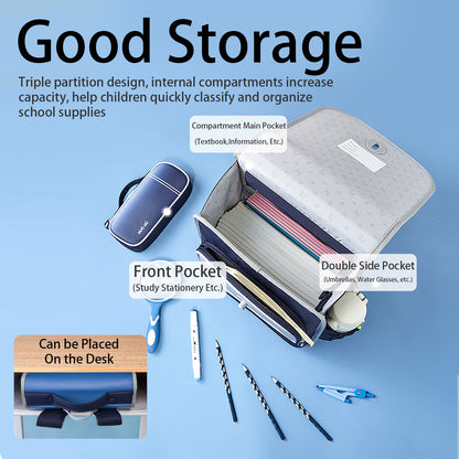 NOHOO Ergonomic Spine Protection School Backpack for 0 - 5 Grade Primary Students - Blue