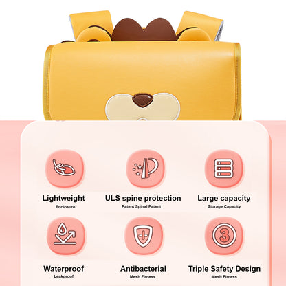 NOHOO Spine Protection School Backpack for 0 - 5 Grade Primary Students - Lion Yellow