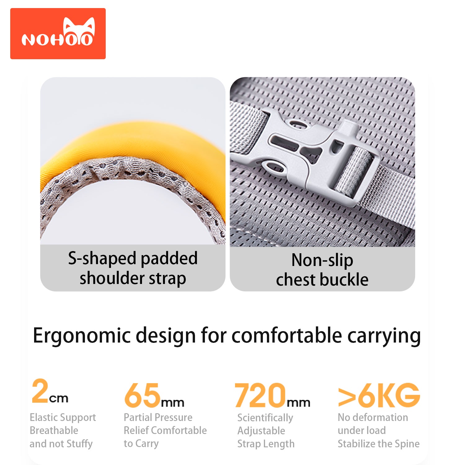 NOHOO Spine Protection School Backpack for 0 - 5 Grade Primary Students - Lion Yellow