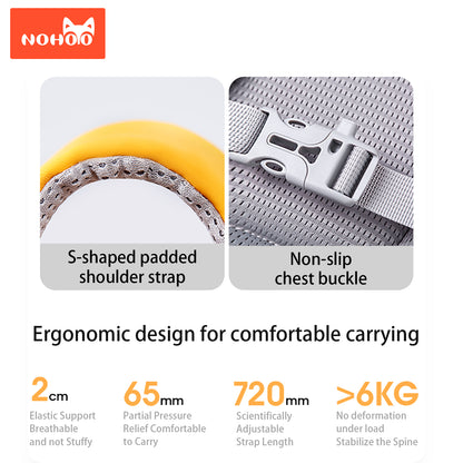 NOHOO Spine Protection School Backpack for 0 - 5 Grade Primary Students - Lion Yellow