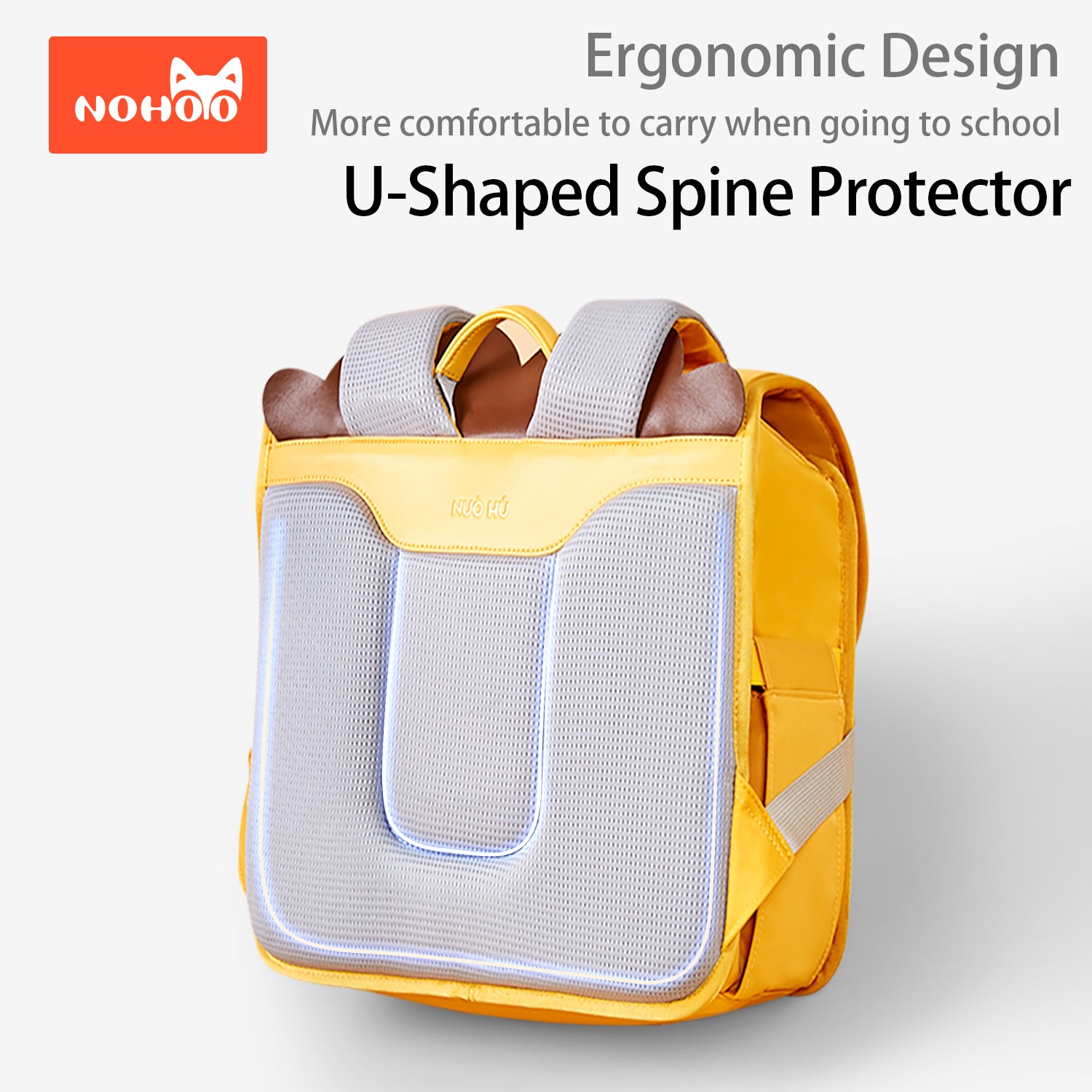 NOHOO Spine Protection School Backpack for 0 - 5 Grade Primary Students - Lion Yellow