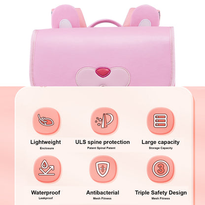NOHOO Spine Protection School Backpack for 0 - 5 Grade Primary Students - Rabbit Pink