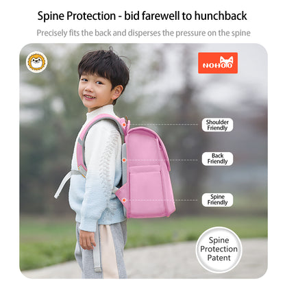 NOHOO Spine Protection School Backpack for 0 - 5 Grade Primary Students - Rabbit Pink