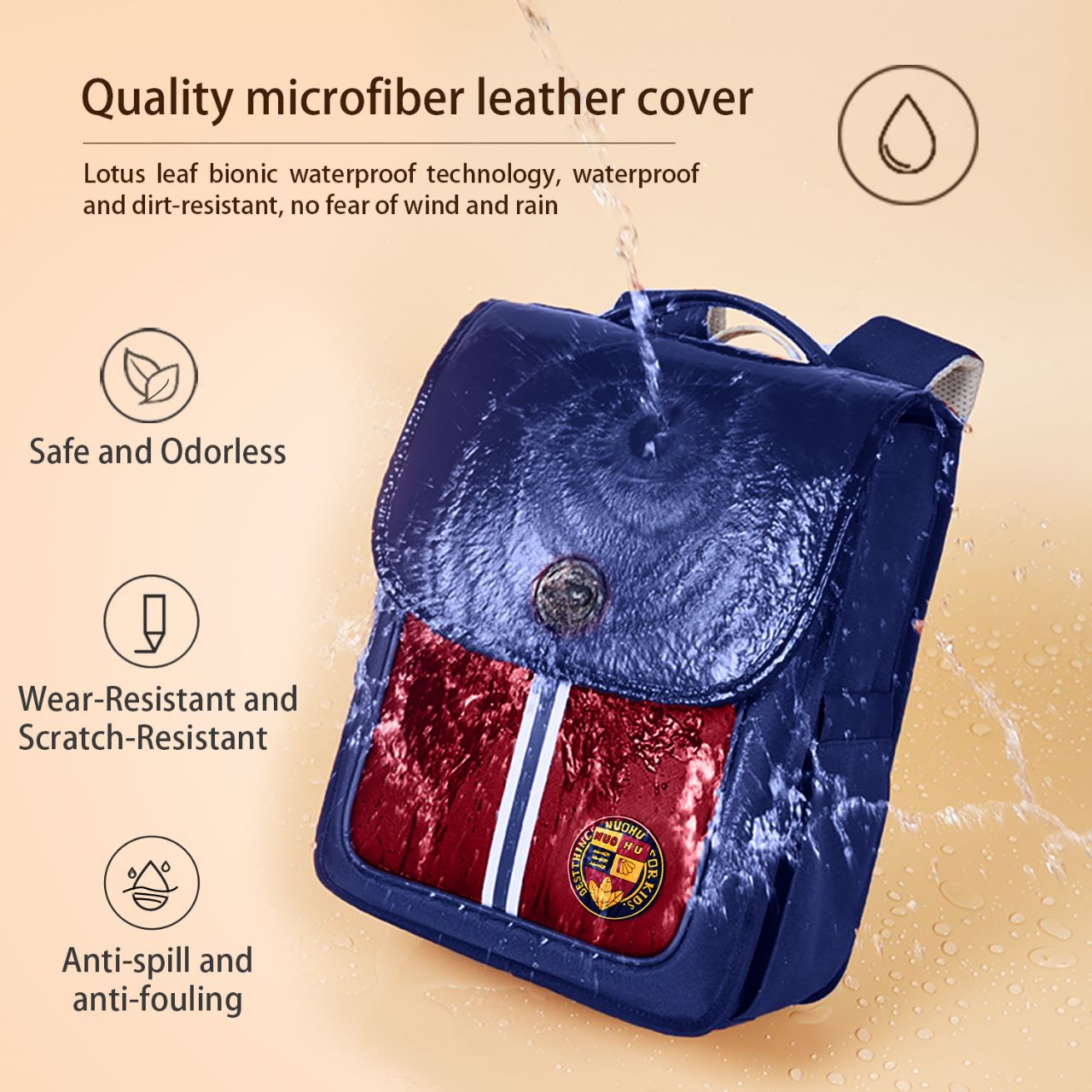 NOHOO Preppy Spine Protection School Backpack for 0 - 5 Grade Primary Students - Blue