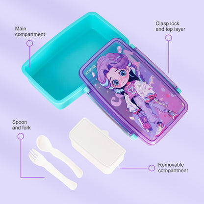NOVA KIDS Bento Lunch Box with Spoon & Fork - Cite Girl Pink
