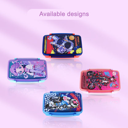NOVA KIDS Bento Lunch Box with Spoon & Fork - Motorbike Pink