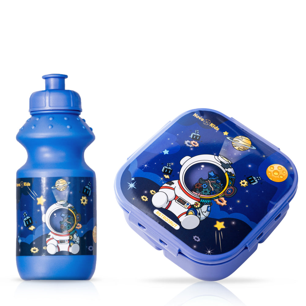 NOVA KIDS Lunch Box and Water Bottle With Lunch Bag - Space Blue
