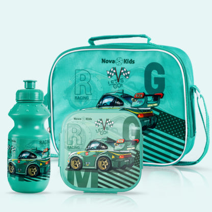 NOVA KIDS Lunch Box and Water Bottle With Lunch Bag - Racing Green