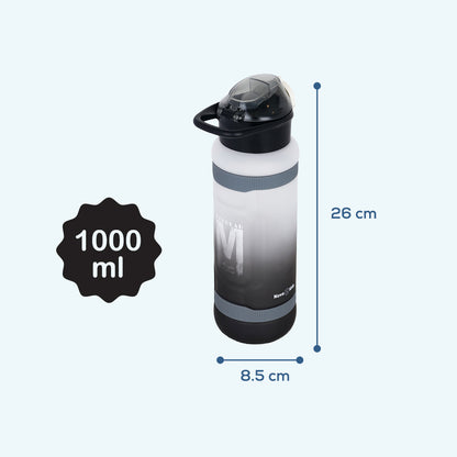 NOVA KIDS Water Bottle 1000ml with Straw- Black