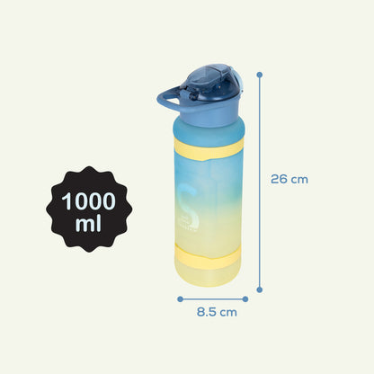 NOVA KIDS Water Bottle 1000ml with Straw- Blue