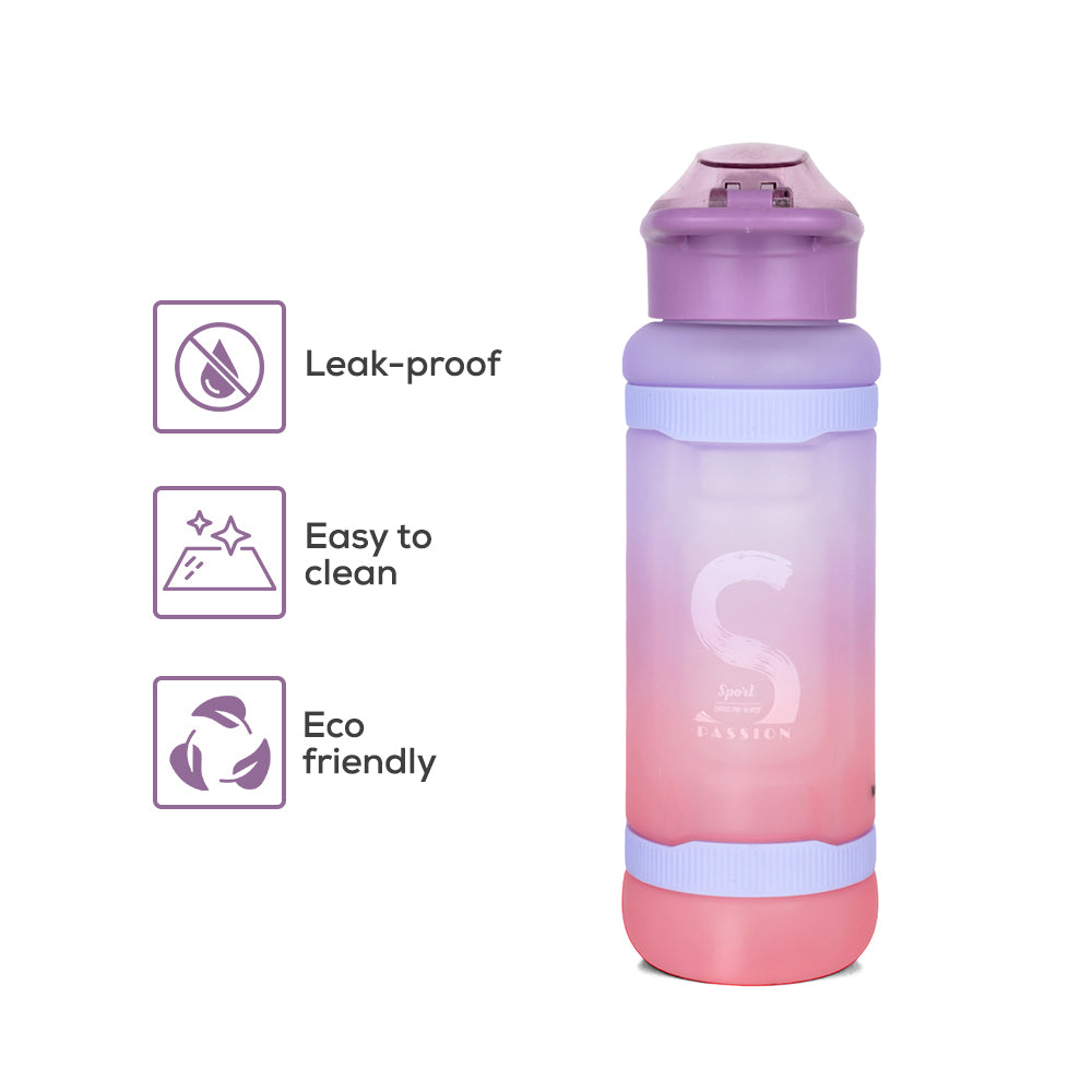 NOVA KIDS Water Bottle 1000ml with Straw- Purple