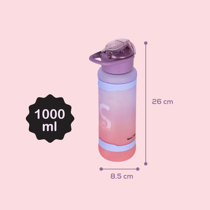 NOVA KIDS Water Bottle 1000ml with Straw- Purple