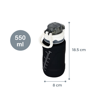 NOVA KIDS Water Bottle 550ml with Straw - Black