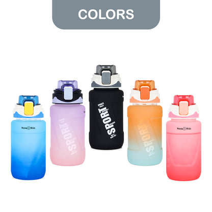 NOVA KIDS Water Bottle 550ml with Straw - Black