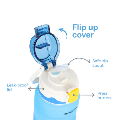 NOVA KIDS Water Bottle 550ml with Straw - Blue