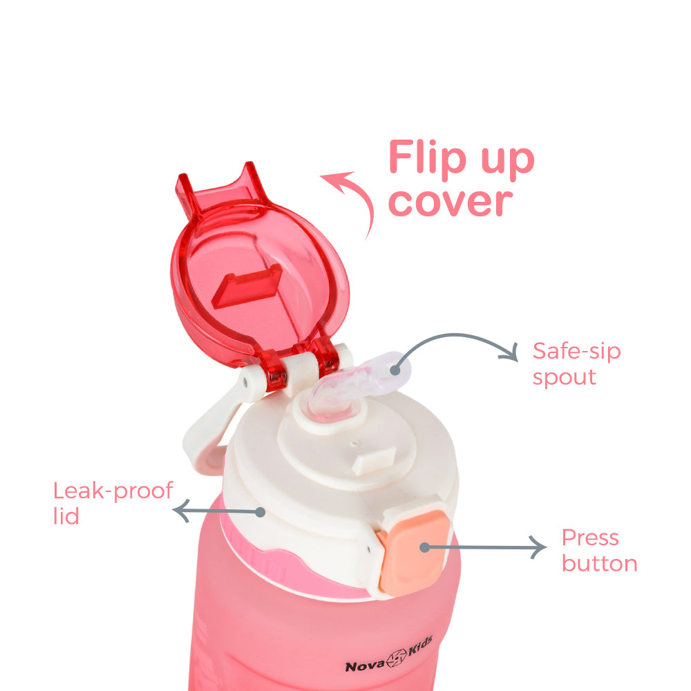 NOVA KIDS Water Bottle 550ml with Straw - Pink