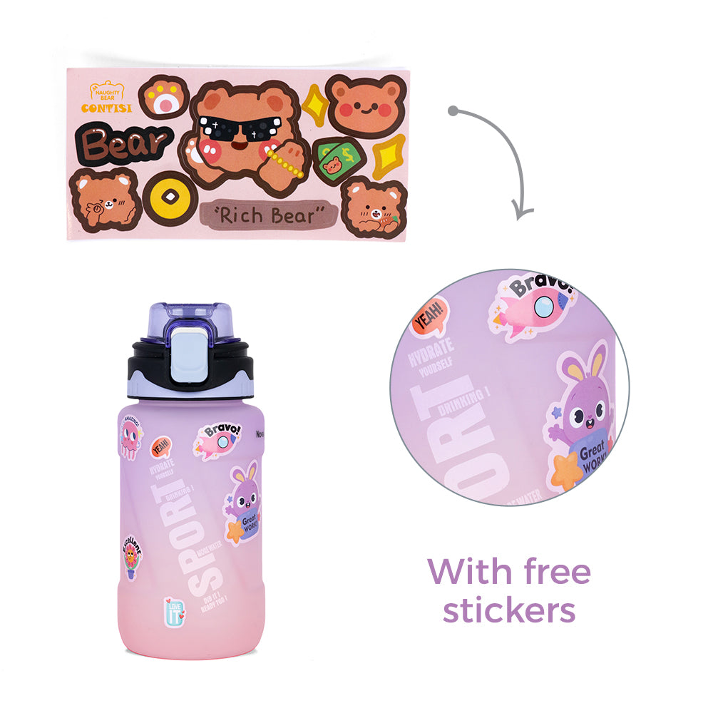 NOVA KIDS Water Bottle 550ml with Straw - Purple