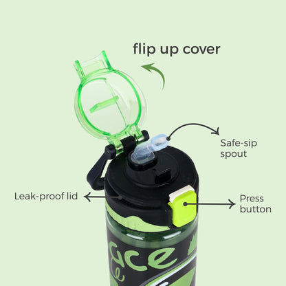 NOVA KIDS Water Bottle 700ml with Straw- Black
