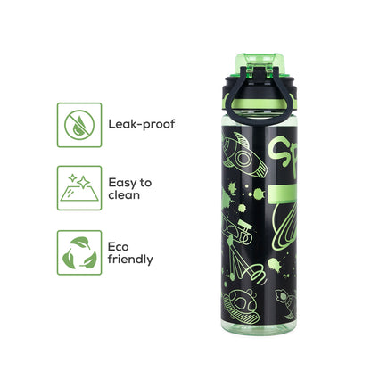 NOVA KIDS Water Bottle 700ml with Straw- Black