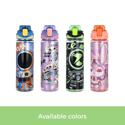 NOVA KIDS Water Bottle 700ml with Straw- Black