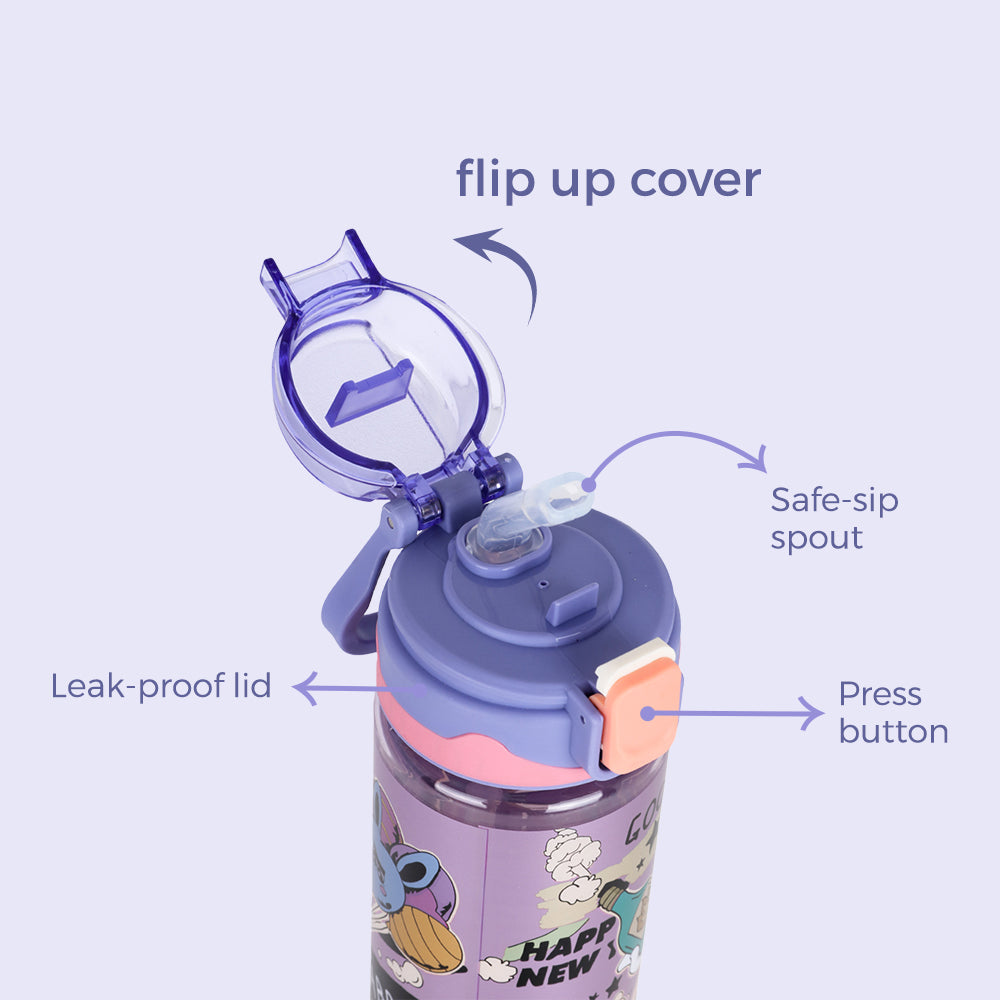 NOVA KIDS Water Bottle 700ml with Straw- Purple
