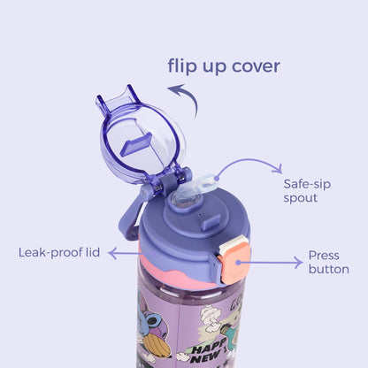 NOVA KIDS Water Bottle 700ml with Straw- Purple