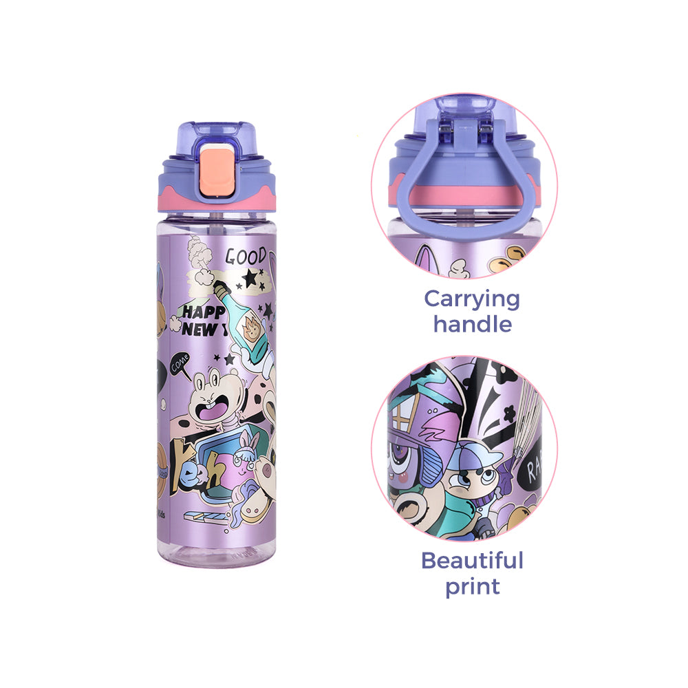 NOVA KIDS Water Bottle 700ml with Straw- Purple
