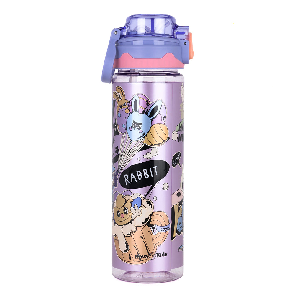 NOVA KIDS Water Bottle 700ml with Straw- Purple