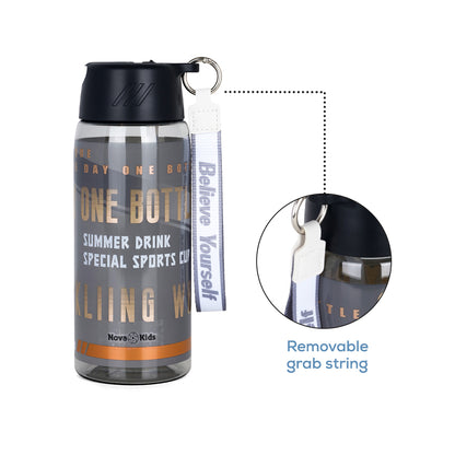 NOVA KIDS Water Bottle 750ml with Grab String - Black