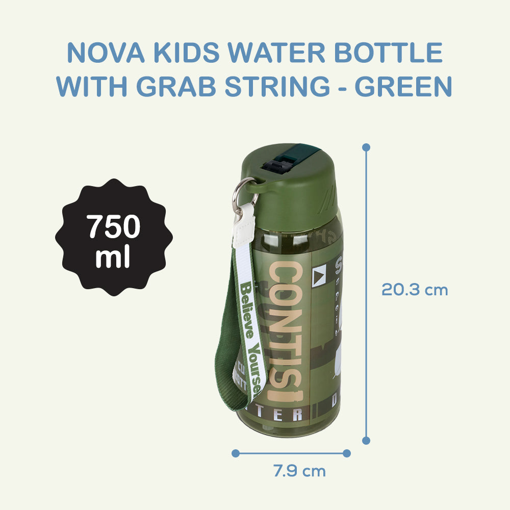 NOVA KIDS Water Bottle 750ml with Grab String - Green