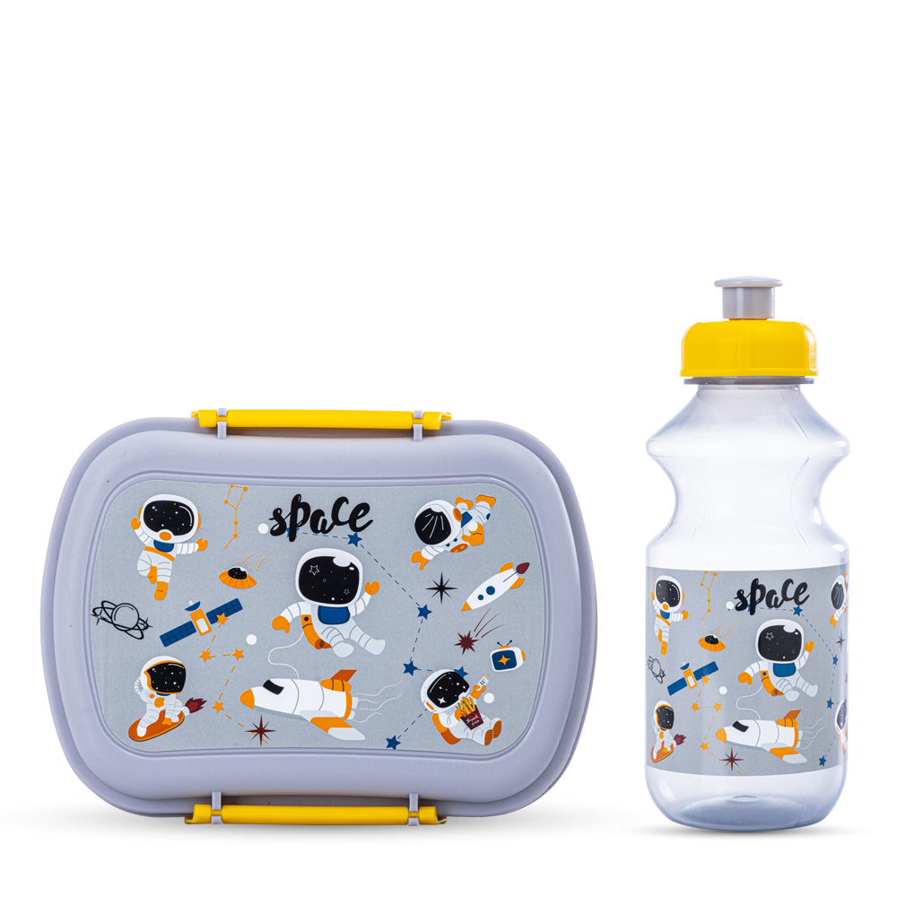 NOVA KIDS Lunch Bag Combo w/Lunch Box and Water Bottle - Astronauts Yellow
