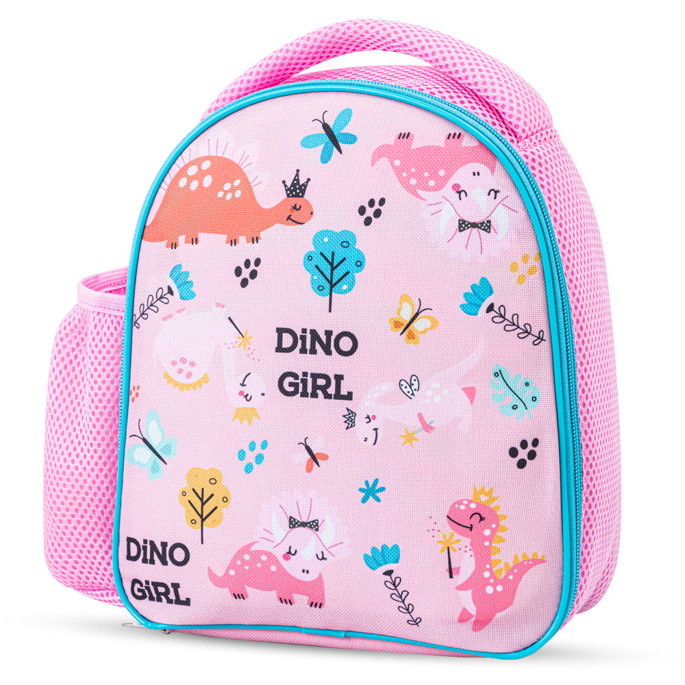 NOVA KIDS Lunch Bag Combo w/Lunch Box and Water Bottle - Dinosaurs Pink