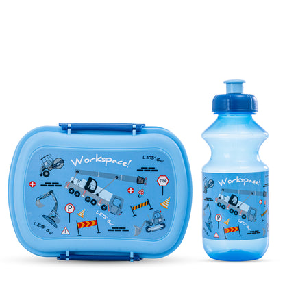 NOVA KIDS Lunch Bag Combo w/Lunch Box and Water Bottle - Workspace Blue
