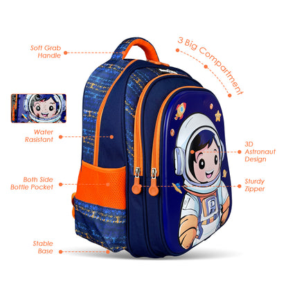 NOVA KIDS 3D School Bag - Astronaut Blue, 16.5 inch