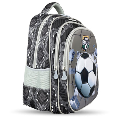 NOVA KIDS 3D School Bag - Soccer Grey, 16.5 inch