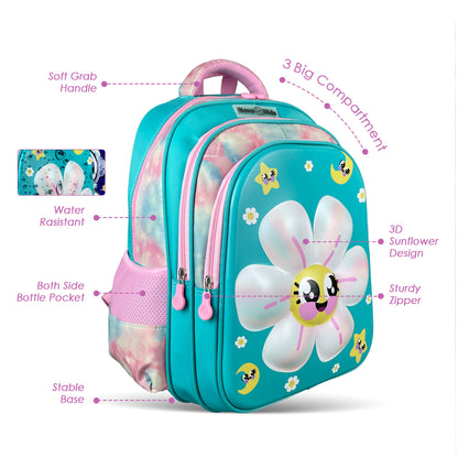 NOVA KIDS 3D School Bag - Daisy Green, 16.5 inch