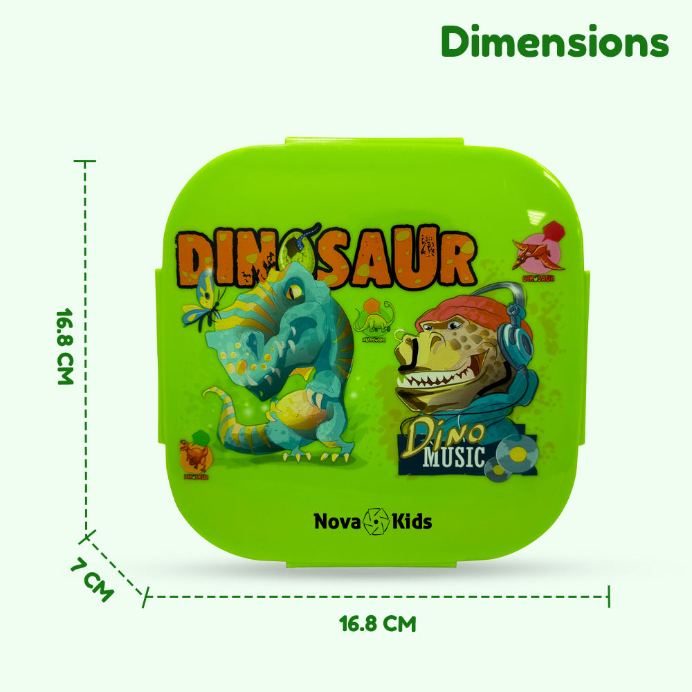 NOVA KIDS Square 1000ml Bento Lunch Box - Dino Green