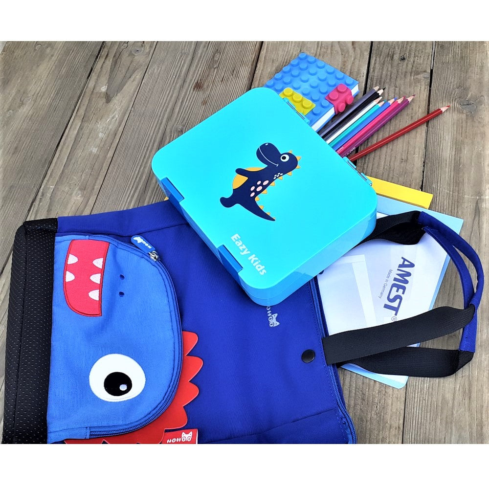 NOHOO Dinosaur Tote Bag and Bento Lunch Box - Blue