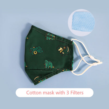 NOHOO Kids Re - usable Face Mask - Dinosaur - Green