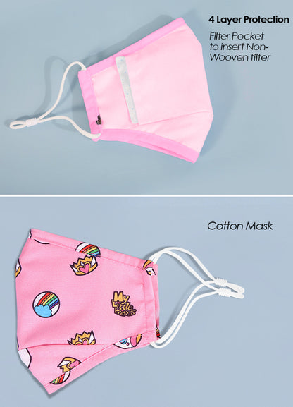 NOHOO Kids Re - usable Face Mask - Unicorn - Pink