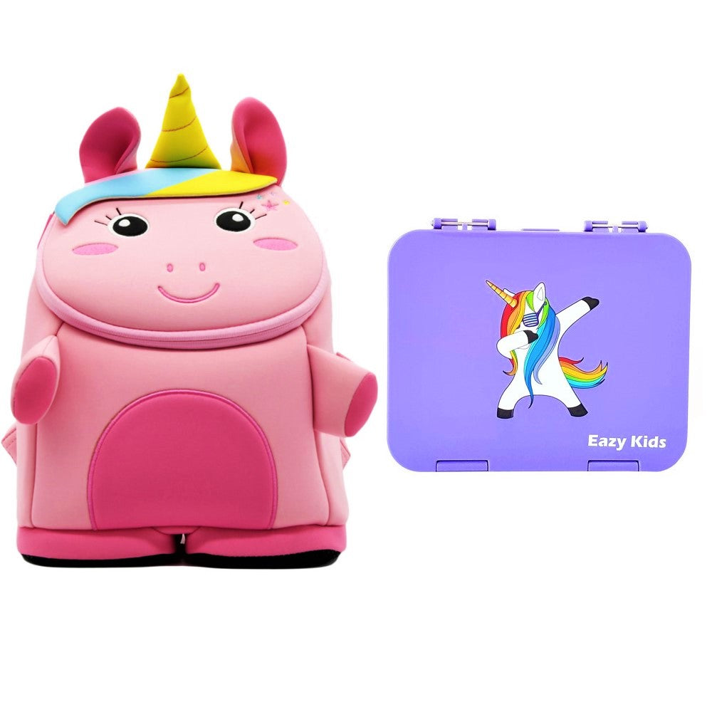 NOHOO Unicorn 3D Bag + Bento Lunch Box - Purple