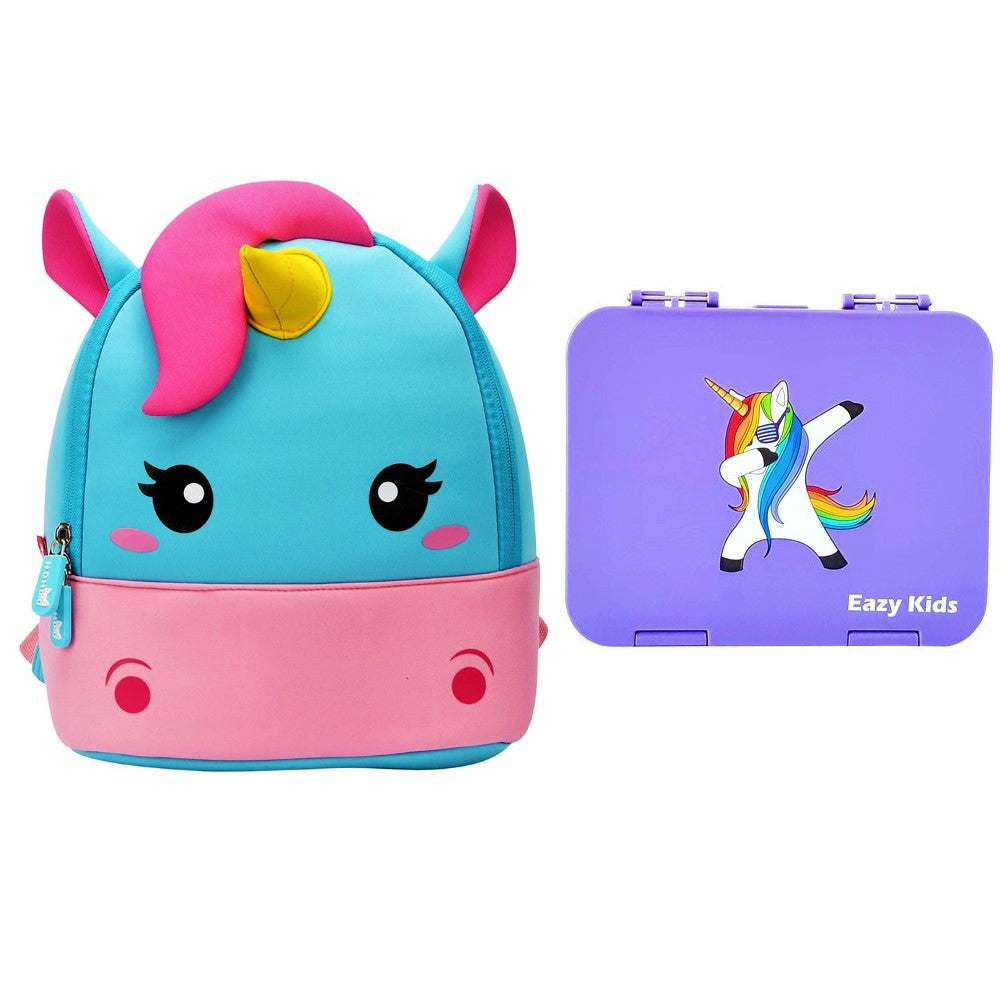 NOHOO Unicorn Bag + Bento Lunch Box - Purple