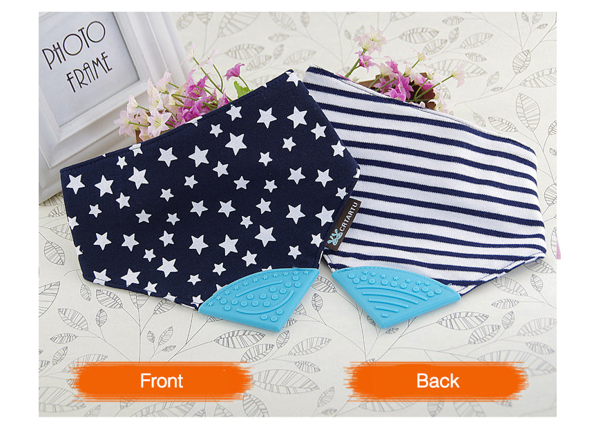 Reversible 2in1 Teething Bib - Stars and Strips - Navy Blue